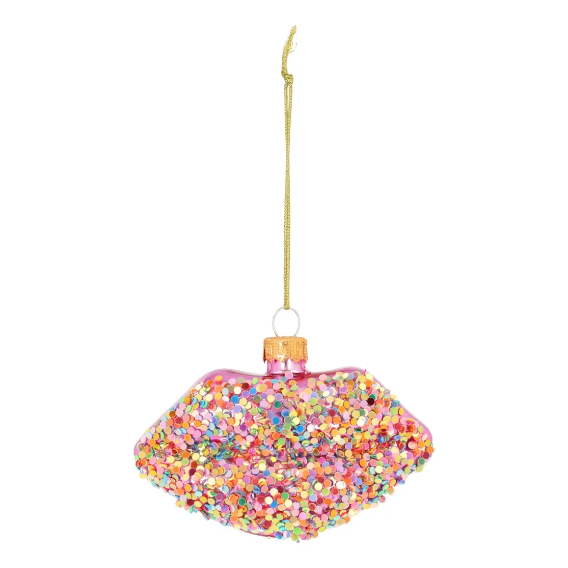 Disco Pink Lips Ornament With Sparkles