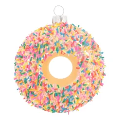 Donut With Sprinkles Christmas Ornament | Glass | White | 10cm