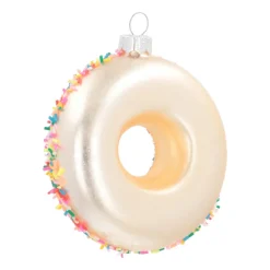 Donut With Sprinkles Christmas Ornament | Glass | White | 10cm