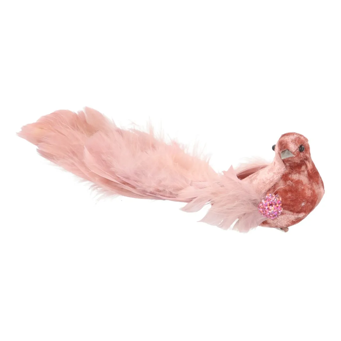 Dusty Pink Velvet Bird On A Clip