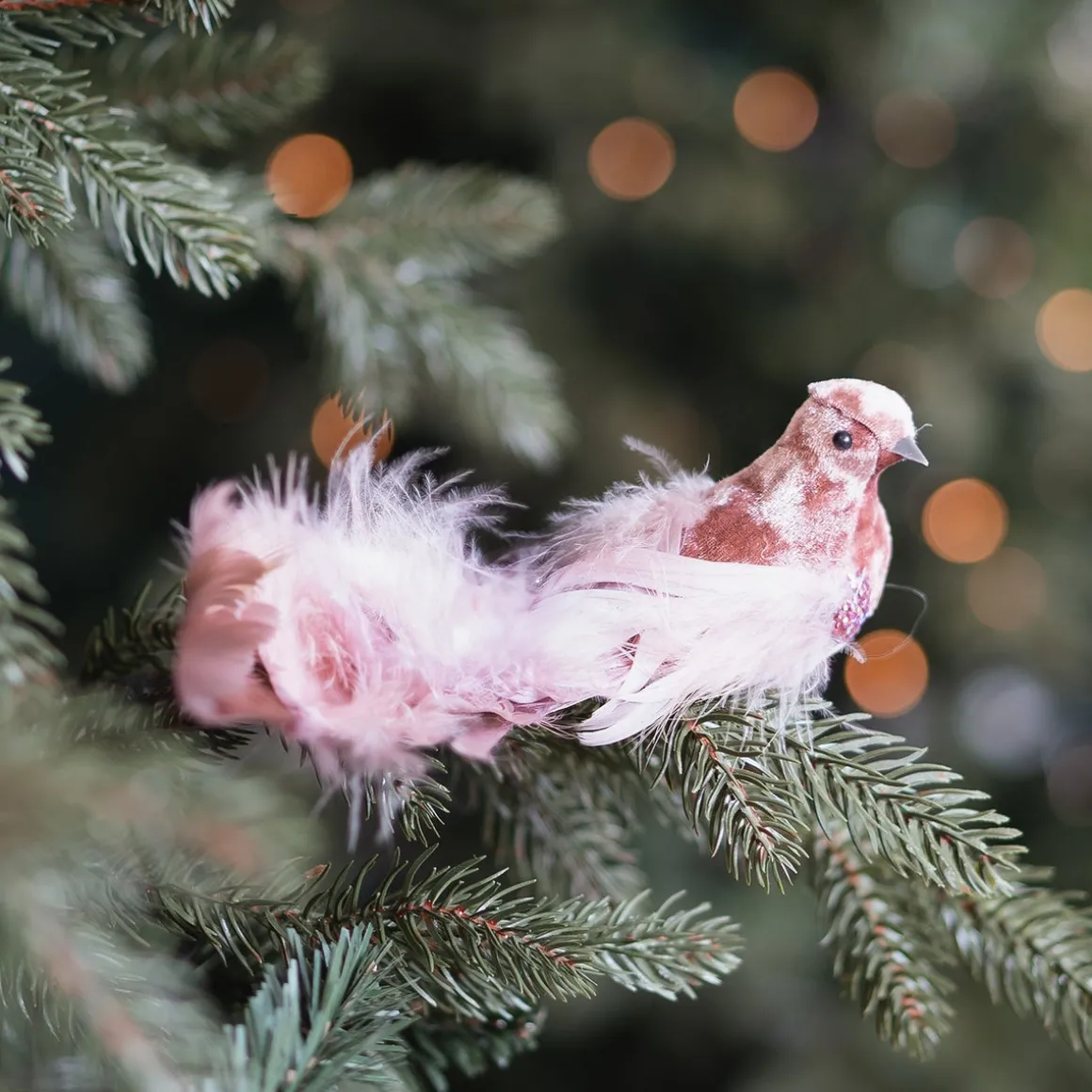 Dusty Pink Velvet Bird On A Clip