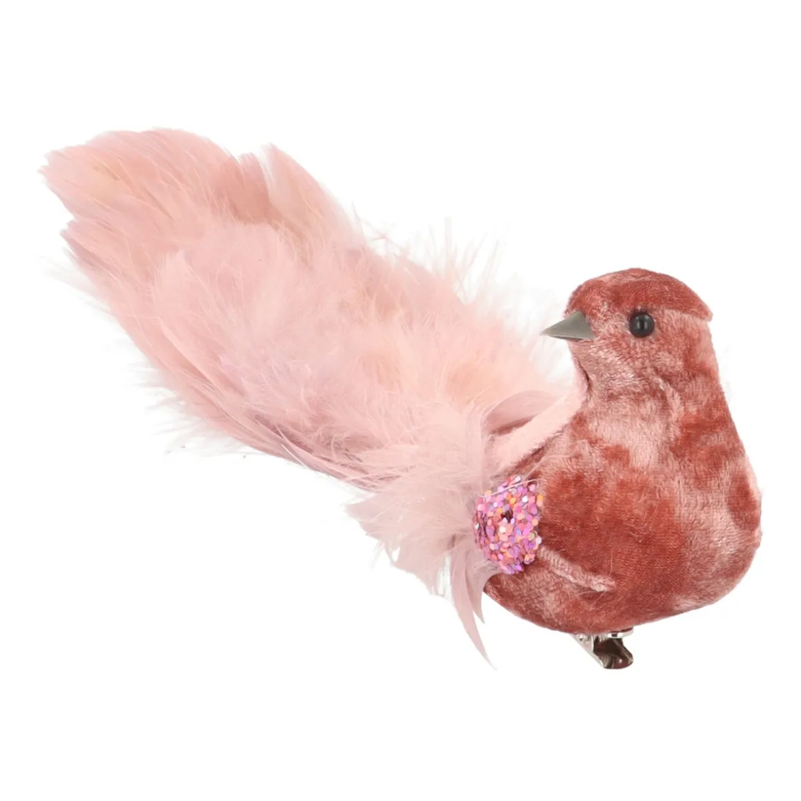 Dusty Pink Velvet Bird On A Clip