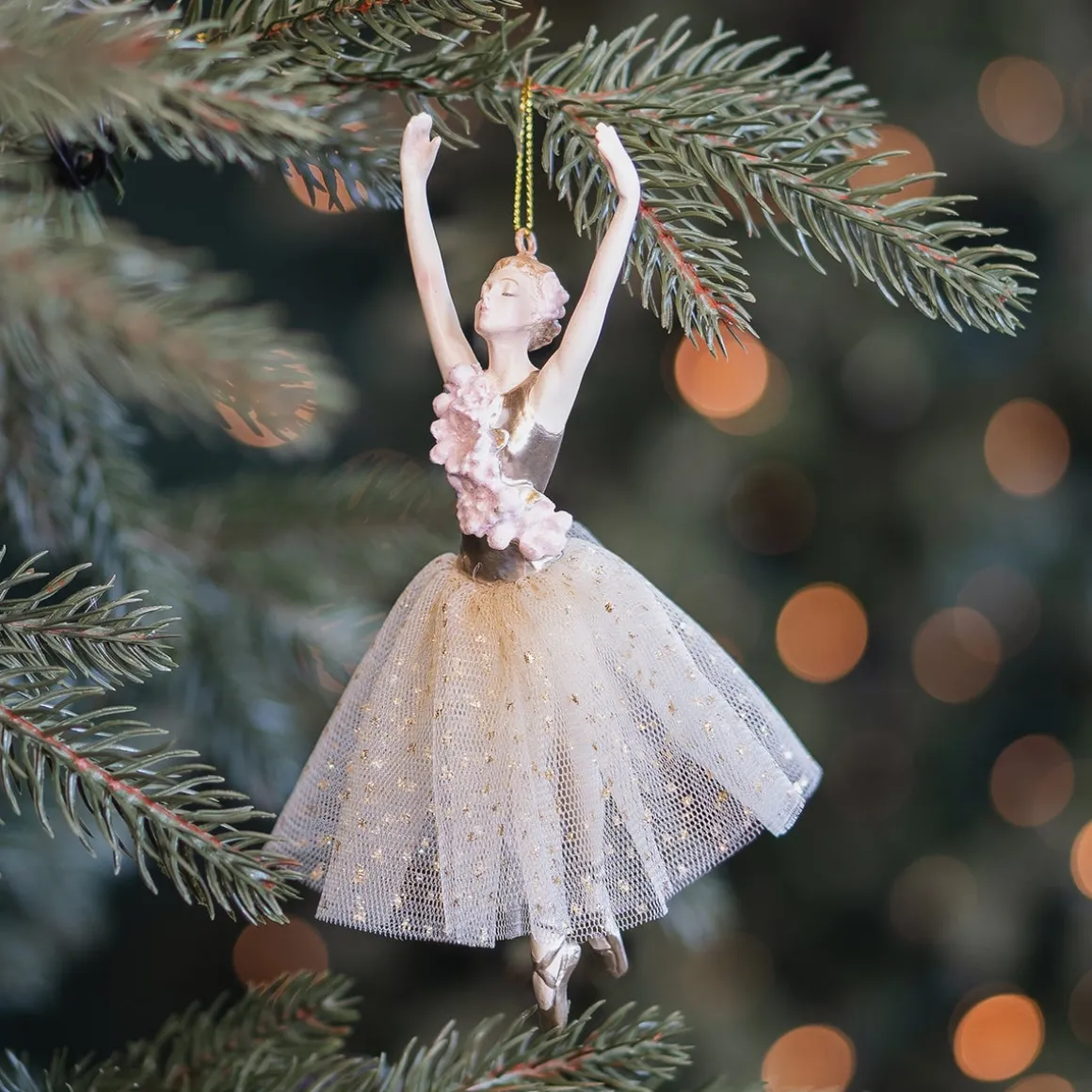 Elegant Ballerina Ornament With Real Tutu