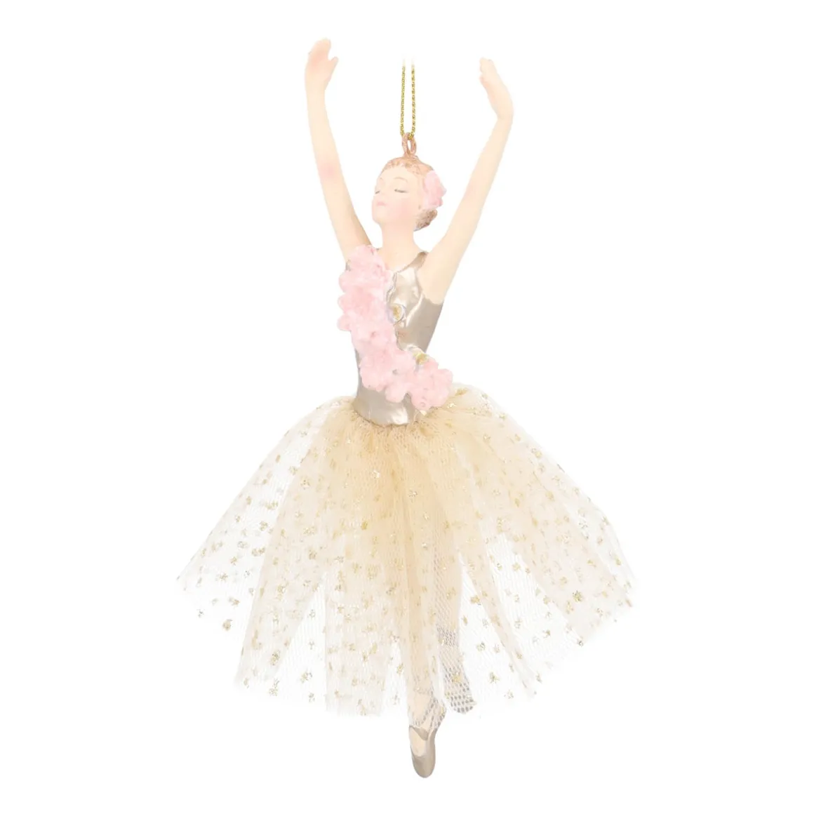 Elegant Ballerina Ornament With Real Tutu