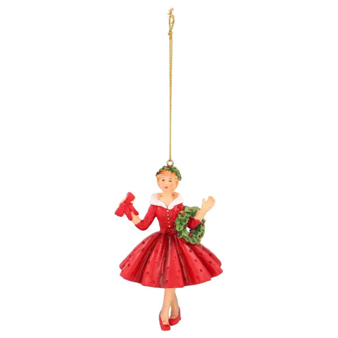 Elegant Christmas Ornament, Woman In A Red Dress