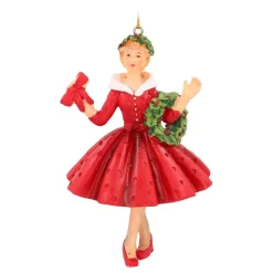 Elegant Christmas Ornament, Woman In A Red Dress