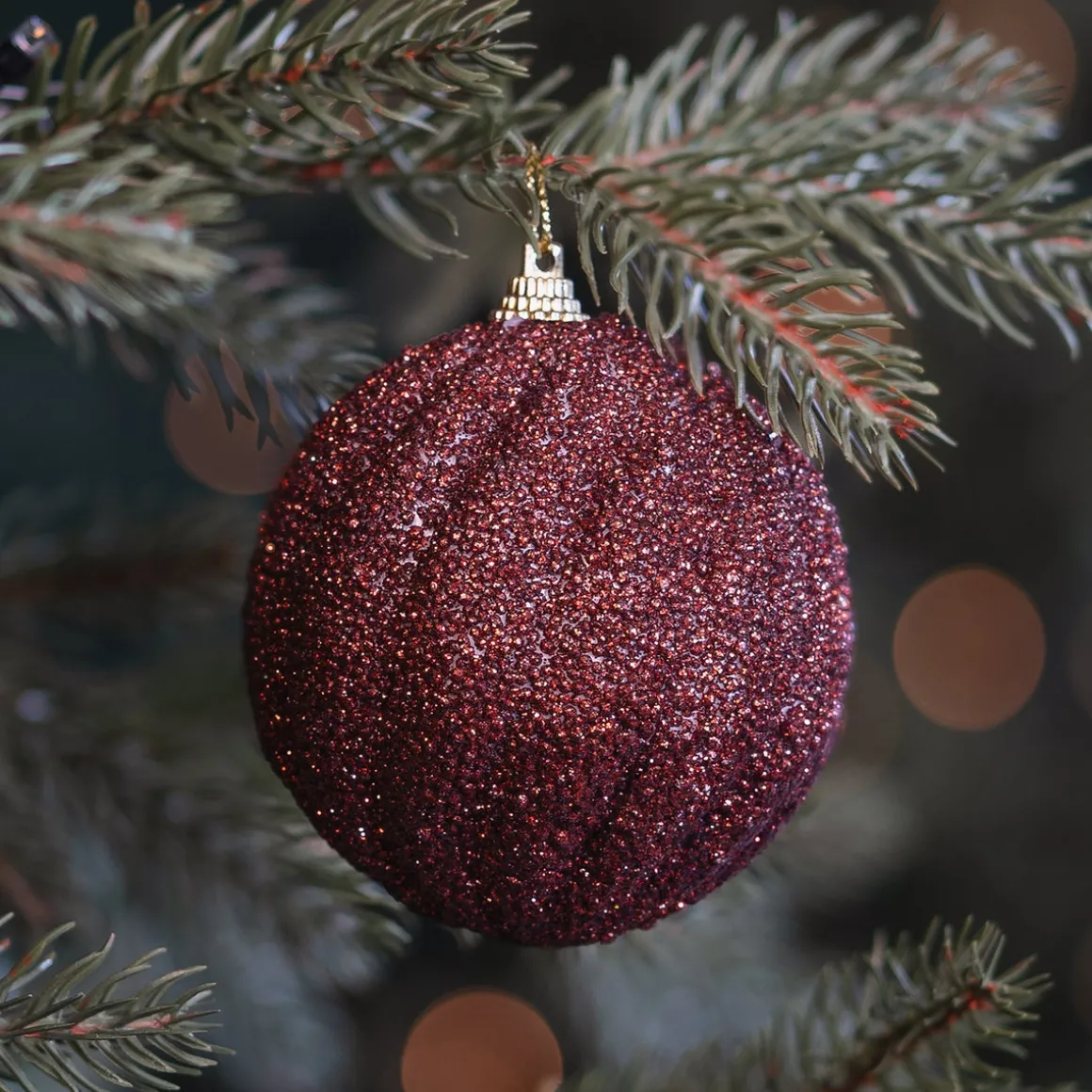 Elegant Dark Red Swirl Christmas Bauble With Sparkling Pearls