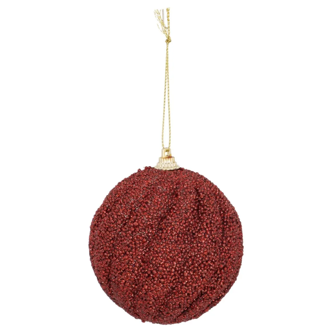 Elegant Dark Red Swirl Christmas Bauble With Sparkling Pearls