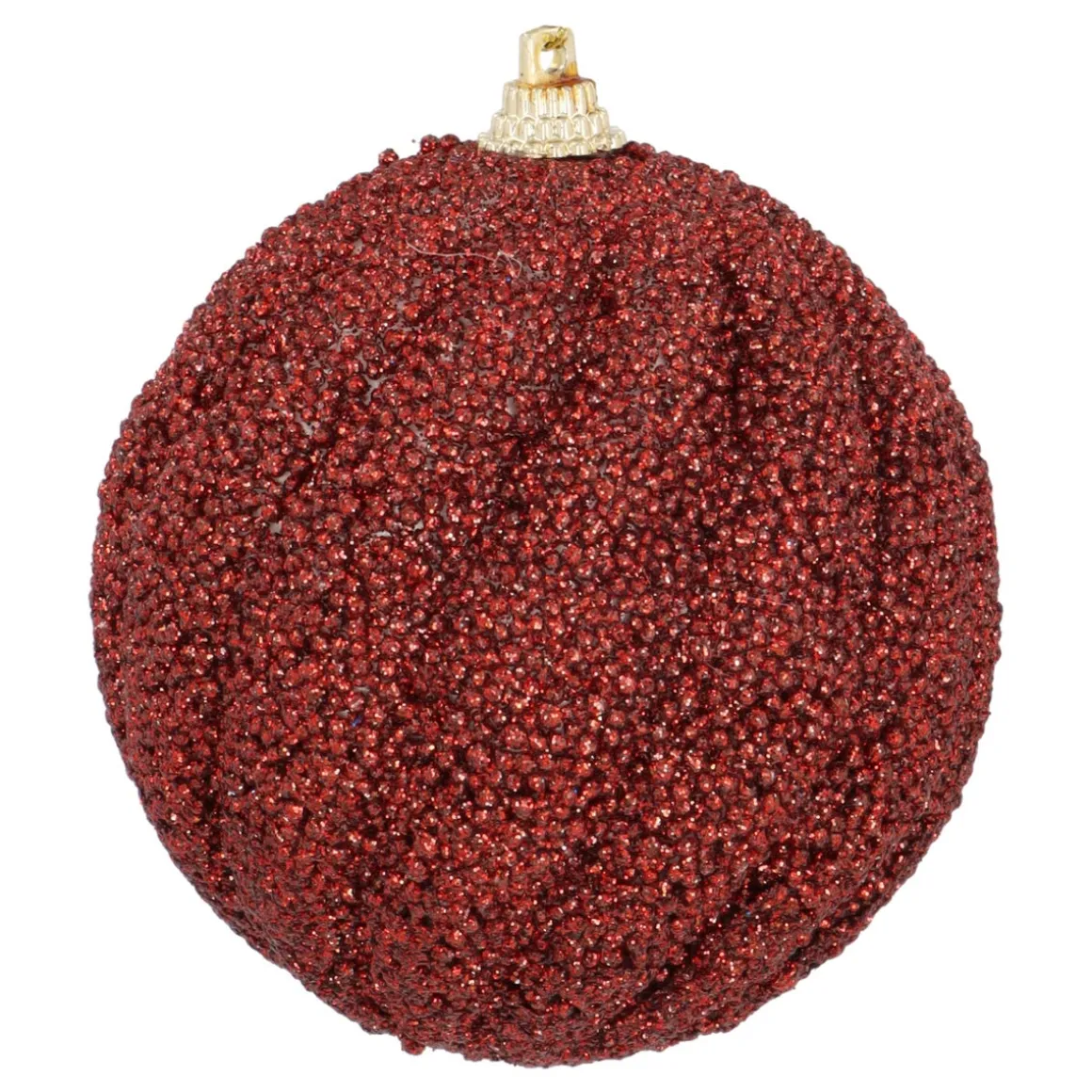 Elegant Dark Red Swirl Christmas Bauble With Sparkling Pearls