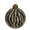 Elegant Glass Christmas Bauble Tiger Print 8cm Black