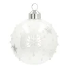 Elegant Glass Christmas Bauble Stars & Snow 8cm White