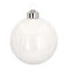 Elegant Glass Christmas Bauble With Fine Lines 8cm White