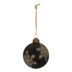 Elegant Glass Christmas Bauble Snowflakes 8cm Black