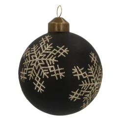 Elegant Glass Christmas Bauble Snowflakes 8cm Black