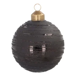 Elegant Glass Christmas Bauble With Fine Lines 8cm Black