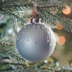 Elegant Glass Christmas Bauble Icicles 8cm Cottage Green