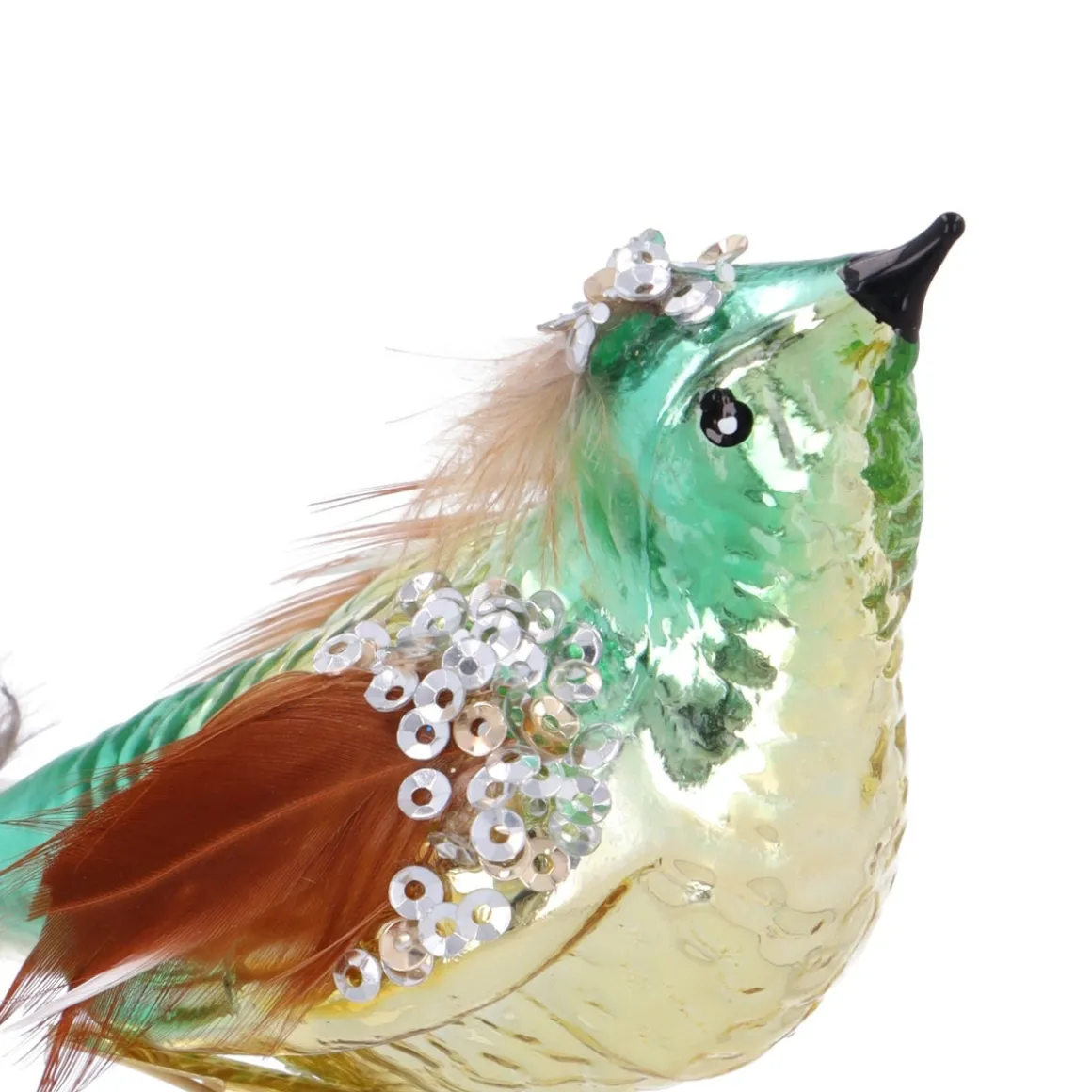Elegant Green And Gold Bird Clip-on Ornament For A Natural Christmas