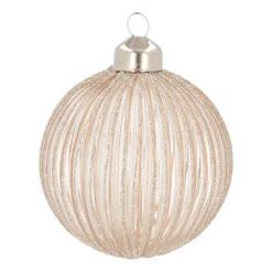 Elegant Taupe Christmas Bauble With Gold Glitters