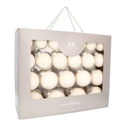 Elegant Wool White Bauble Set 44 Pieces In A Handy Box