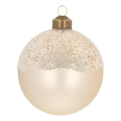 Elegant Wool White Christmas Bauble With Pearl Branches