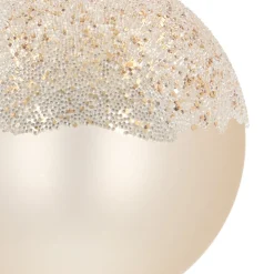 Elegant Wool White Christmas Bauble With Pearl Branches
