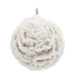 Faux Fur Bauble 8cm Brown Grey