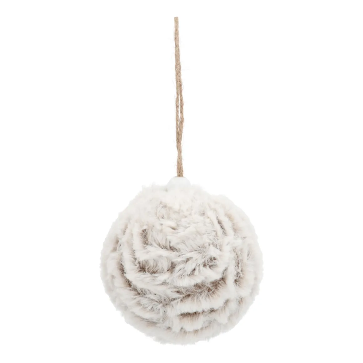 Faux Fur Bauble 8cm Brown Grey