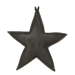 Faux Leather Christmas Star 12cm Black