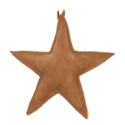 Faux Leather Christmas Star 12cm Light Brown