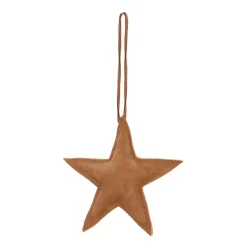 Faux Leather Christmas Star 12cm Light Brown