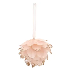 Feather Christmas Bauble 9cm Pink