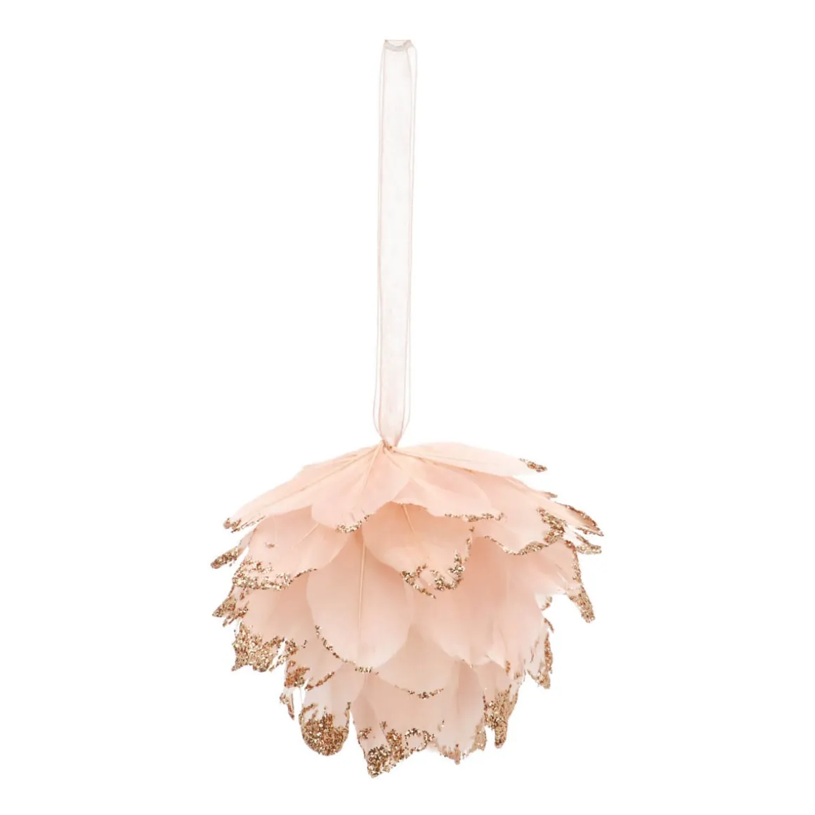 Feather Christmas Bauble 9cm Pink