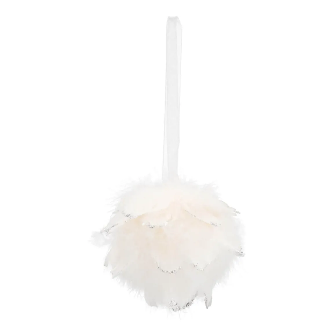 Feather Christmas Bauble 9cm White