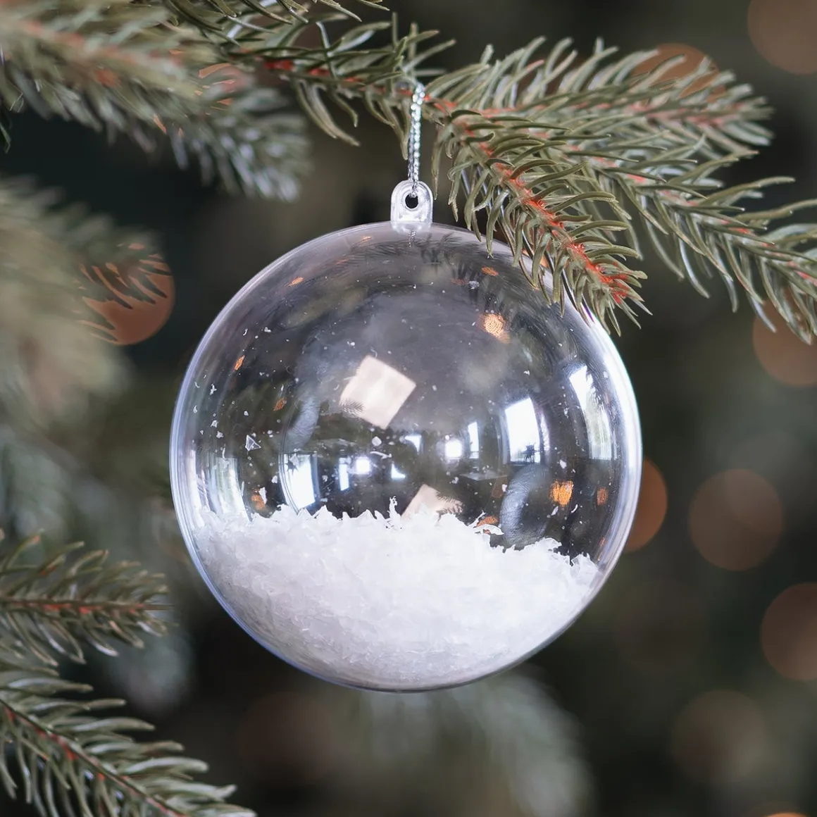 Fillable Christmas Baubles 9cm Transparent 2 Pieces