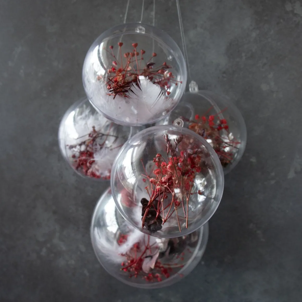 Fillable Christmas Baubles 9cm Transparent 2 Pieces