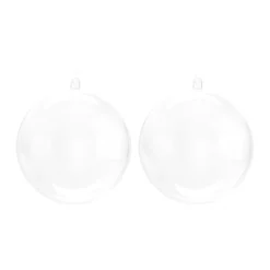 Fillable Christmas Baubles 9cm Transparent 2 Pieces
