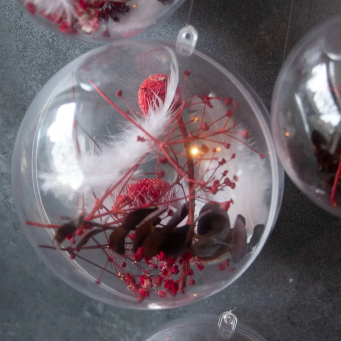 Fillable Christmas Baubles 9cm Transparent 2 Pieces