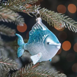 Fish Glass Hanging Figurine 9cm Blue