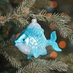 Fish Glass Hanging Figurine 9cm Blue