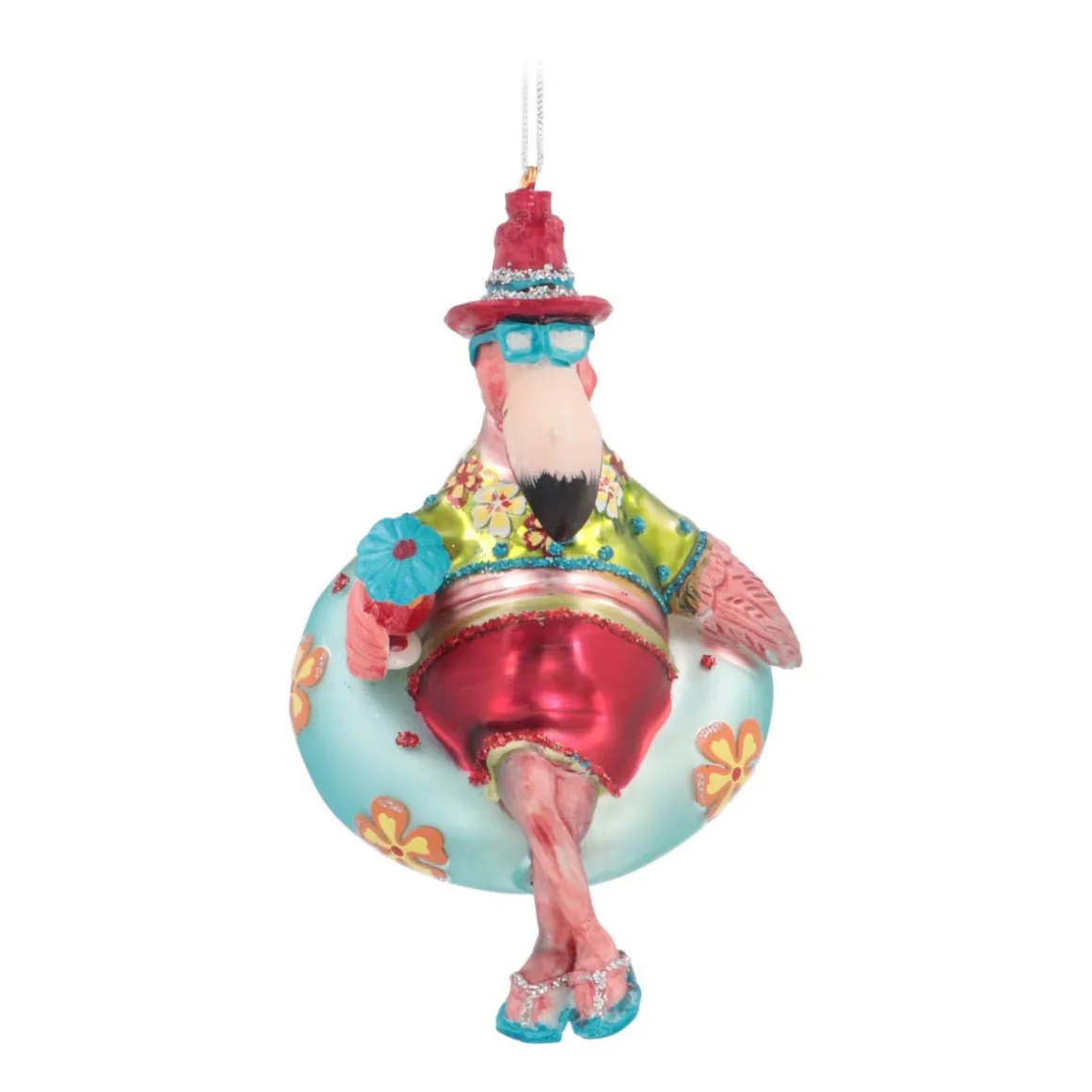 Floating Flamingo Ornament, Glass, Various Colors, 10cm/4in