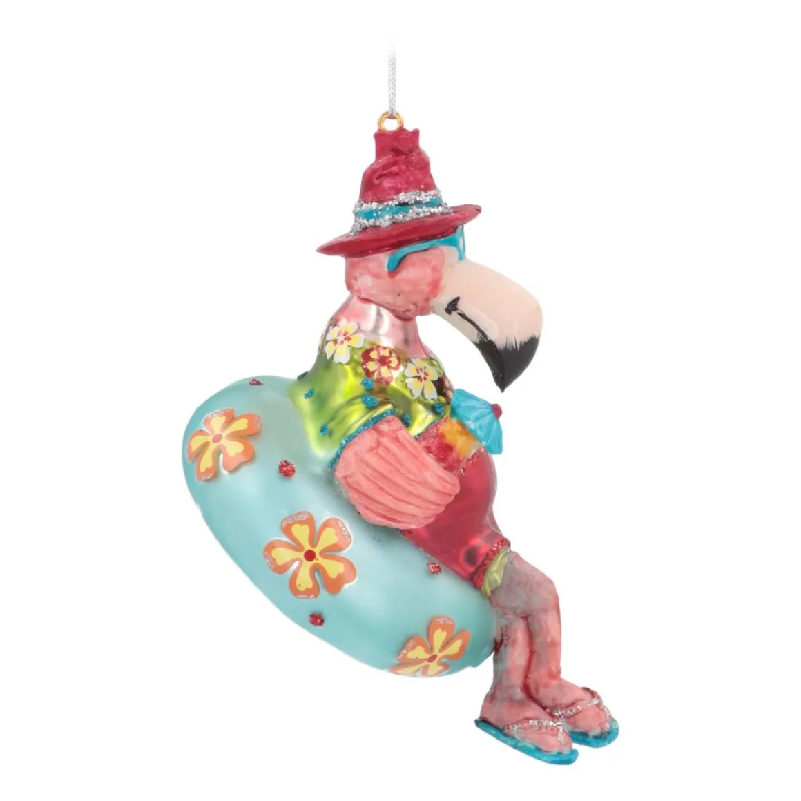 Floating Flamingo Ornament, Glass, Various Colors, 10cm/4in