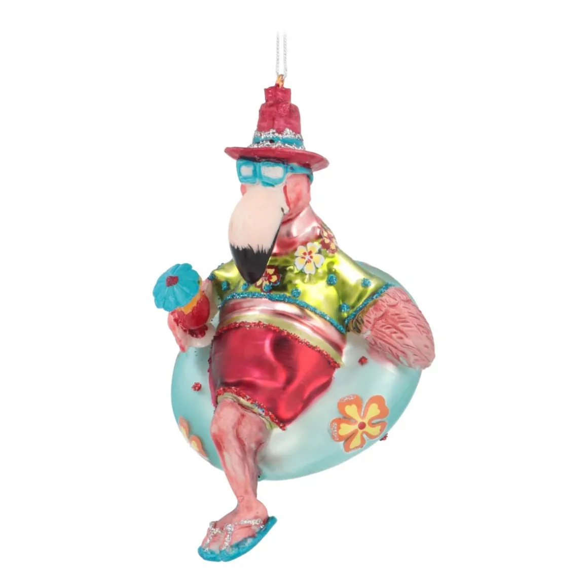 Floating Flamingo Ornament, Glass, Various Colors, 10cm/4in