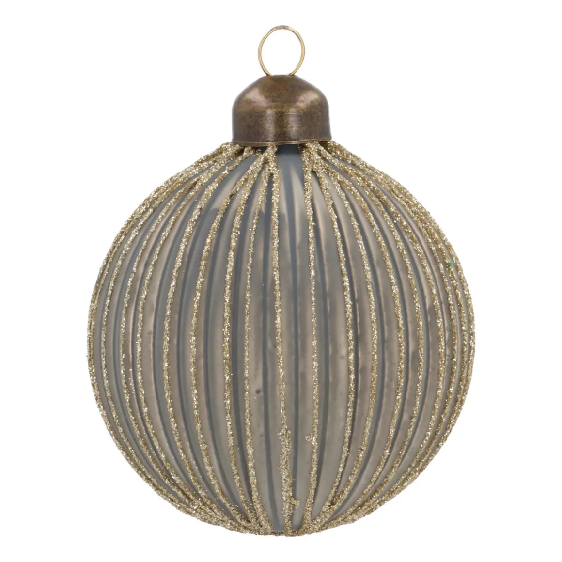 Fresh Cottage Green Christmas Bauble With Gold Glitters