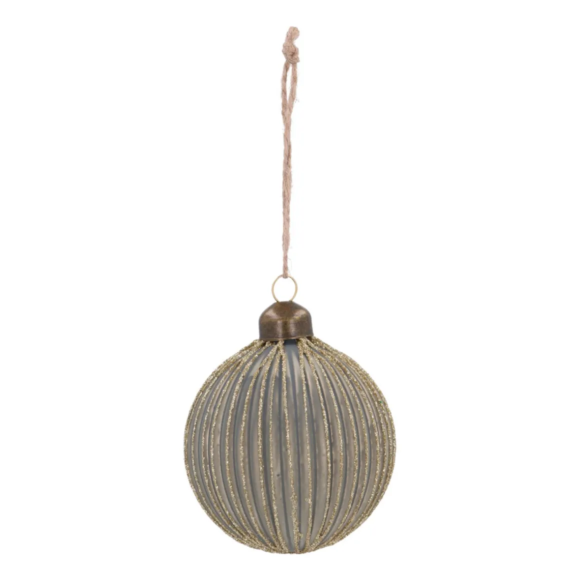 Fresh Cottage Green Christmas Bauble With Gold Glitters