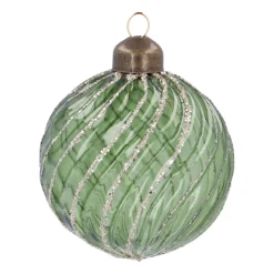 Fresh Green Christmas Bauble With Graceful Swirls