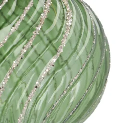 Fresh Green Christmas Bauble With Graceful Swirls