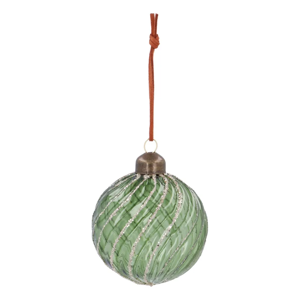 Fresh Green Christmas Bauble With Graceful Swirls