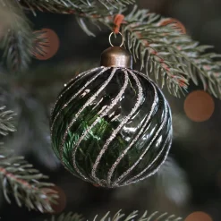 Fresh Green Christmas Bauble With Graceful Swirls