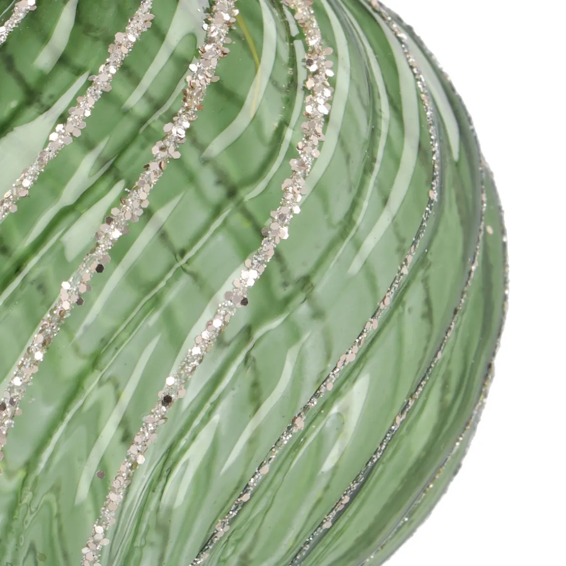 Fresh Green Christmas Bauble With Graceful Swirls