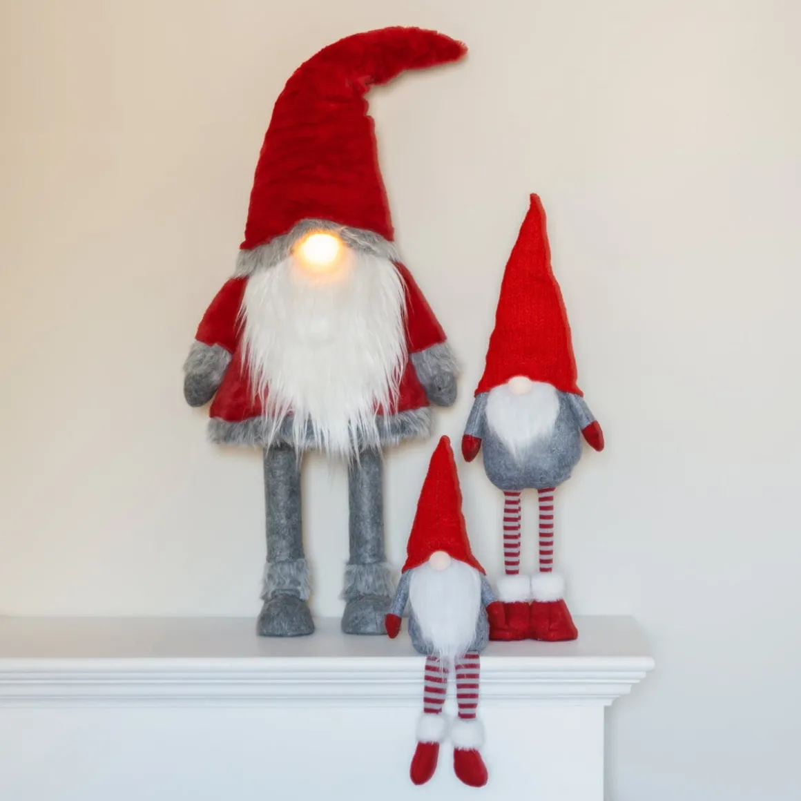 Funny Christmas Gnome With A Red Knitted Hat